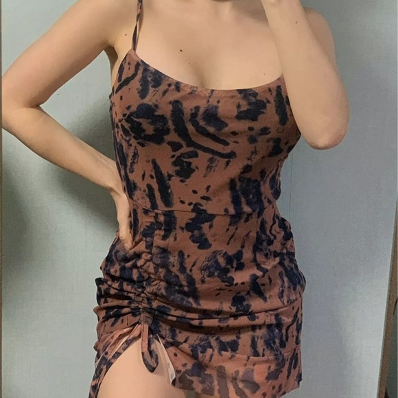 Floral Print Women Bodycon Dress Strap Skinny Mini Sundress Slit Hem Fashion NWT - Picture 5 of 13